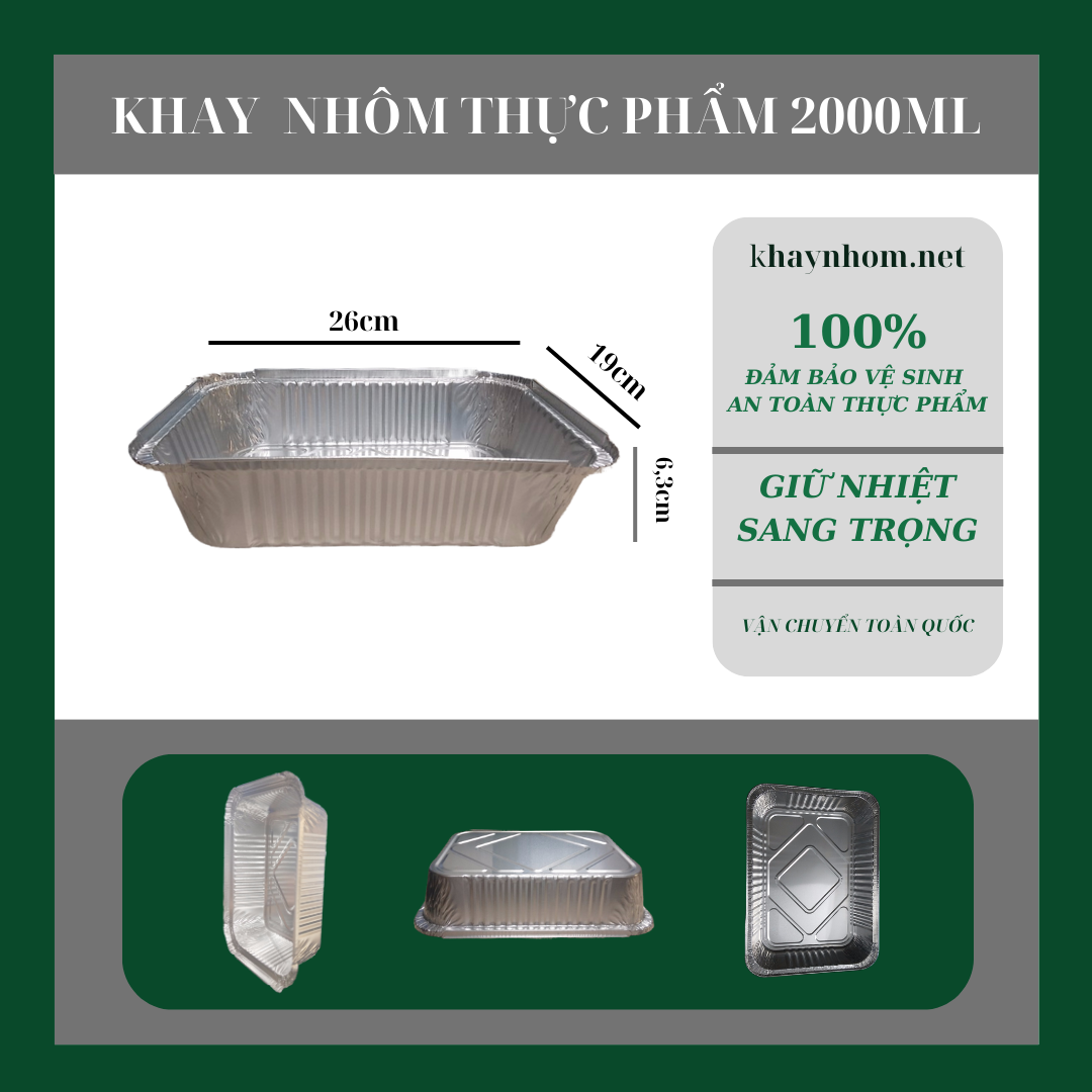 Khay nhôm thực phẩm 2000ml