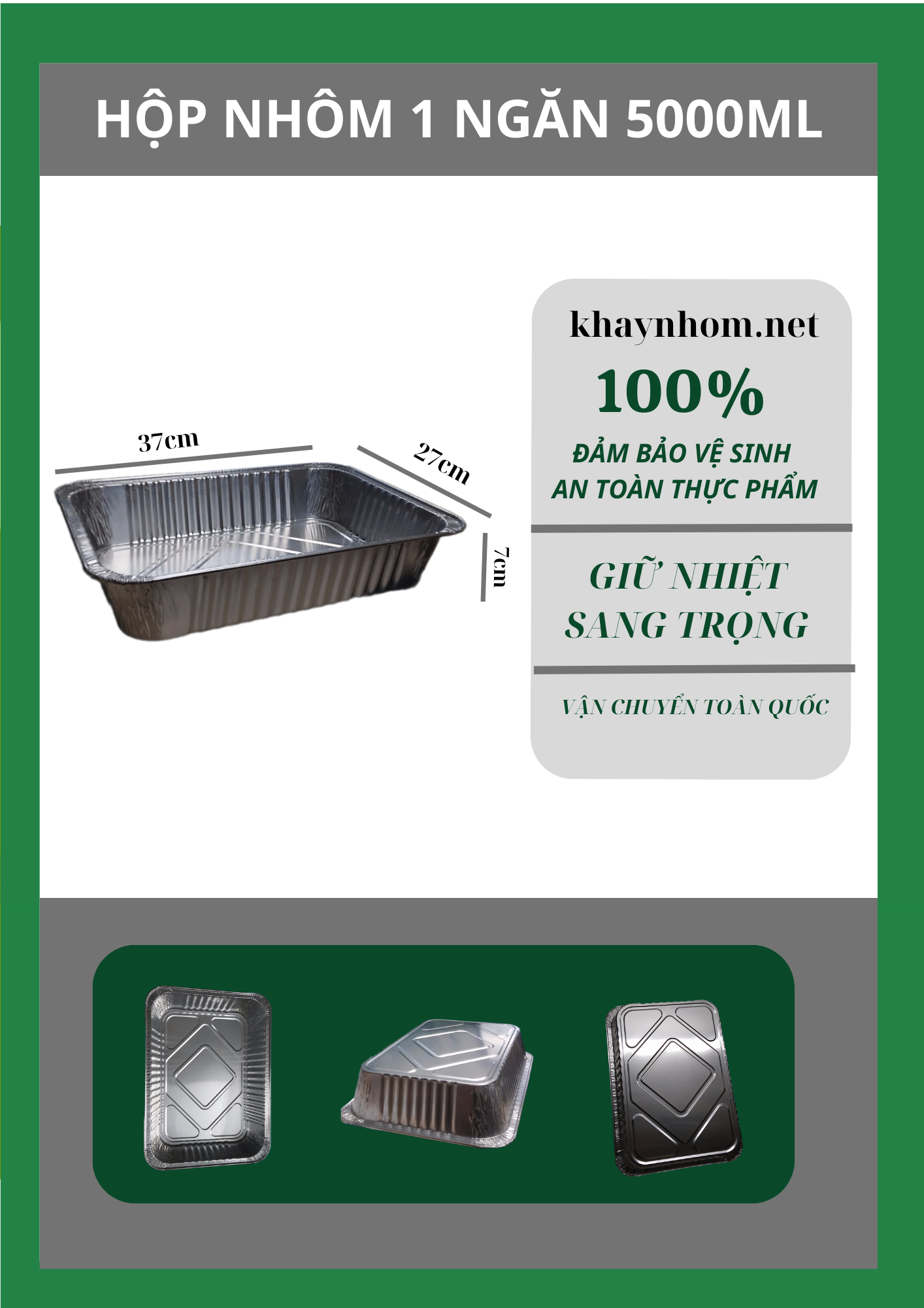 Khay Nhôm Thực Phẩm 5000ml Khay Nhôm Ftc 0152