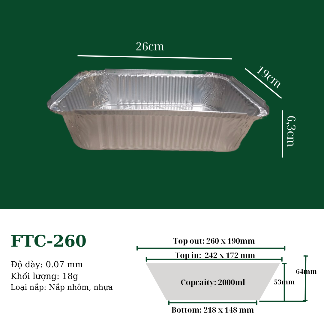 Khay nhôm 2000ml