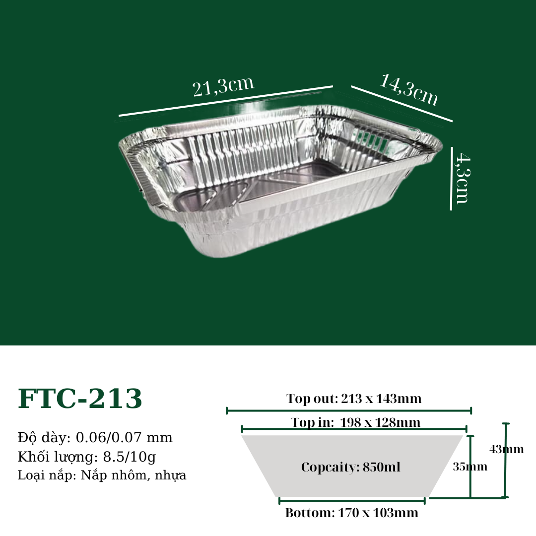 Khay nhôm  850ml