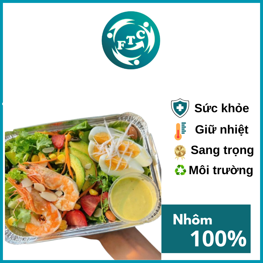 Hộp nhôm dùng 1 lần 850ml đựng cơm tấm, cơm gà cực tiện