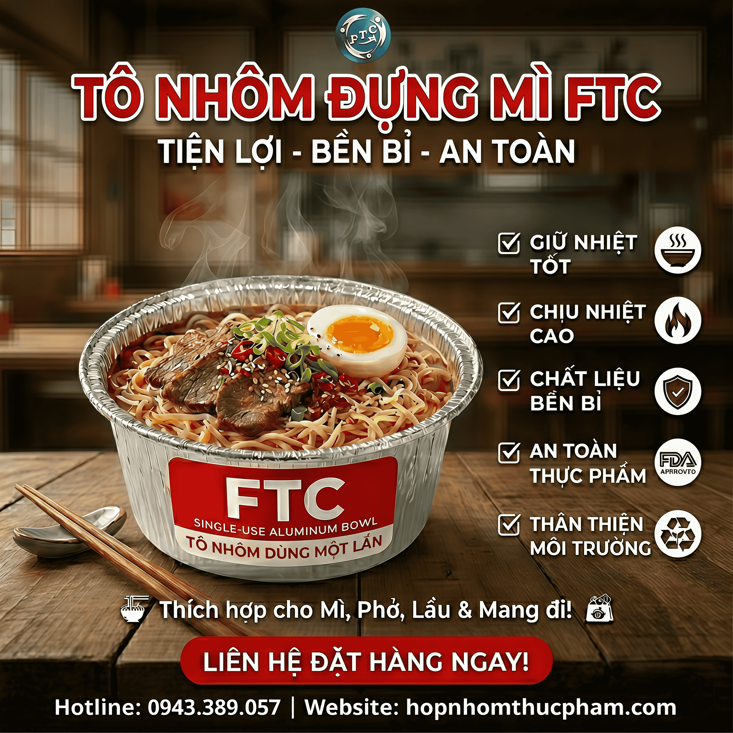 Hộp nhôm đựng mì