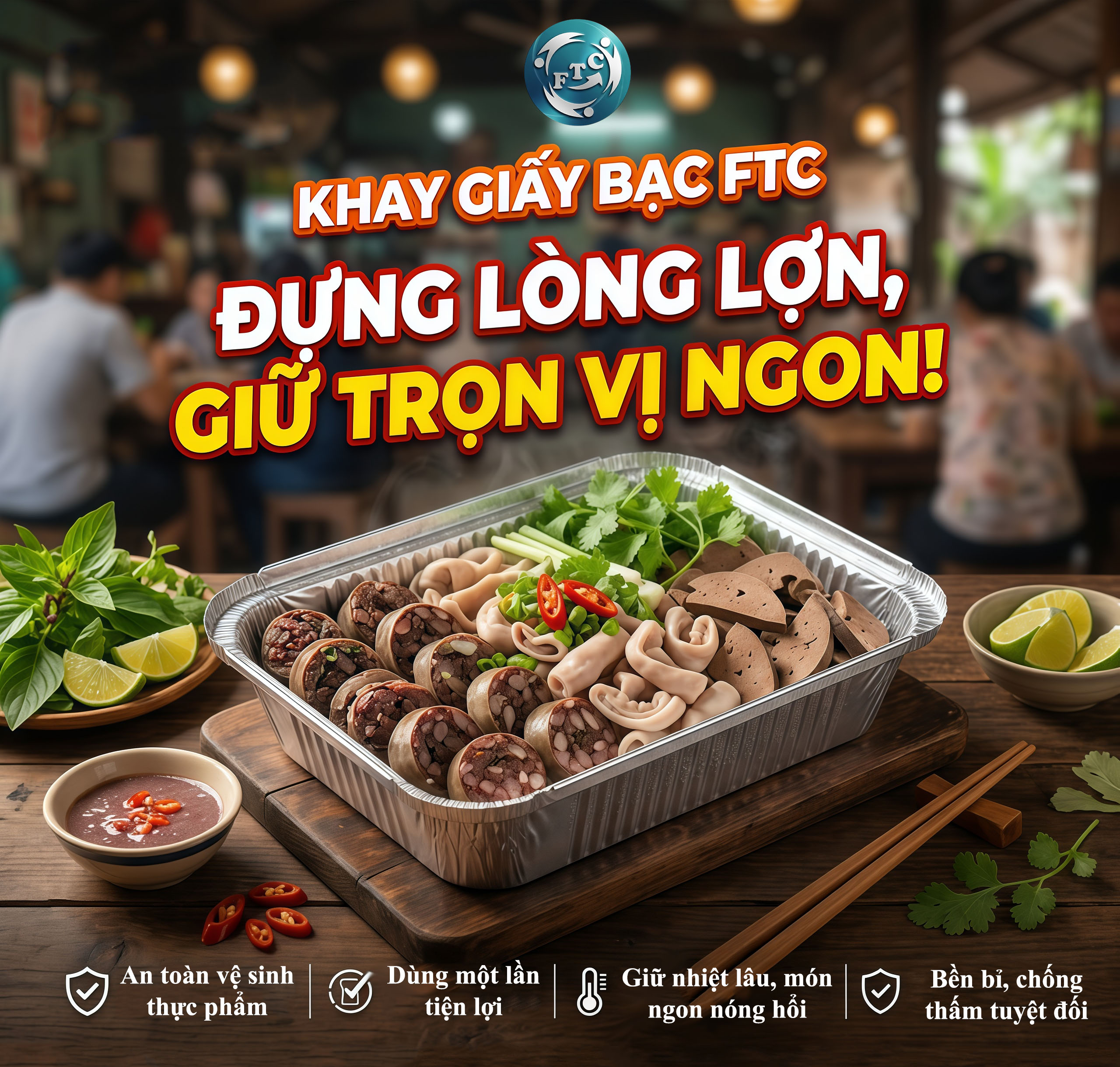 Khay giấy bạc đựng lòng lợn