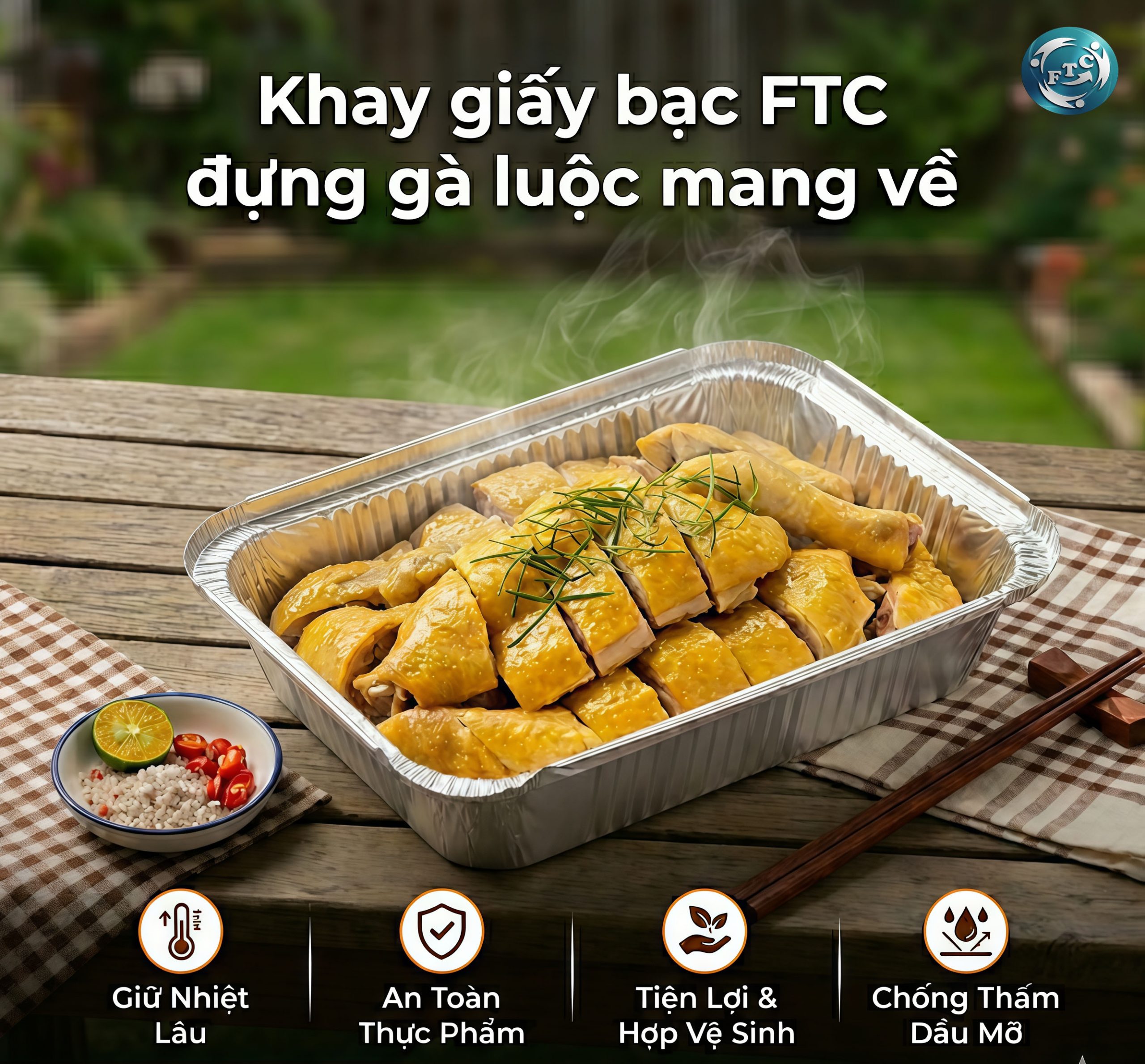 Khay nhôm đựng gà luộc