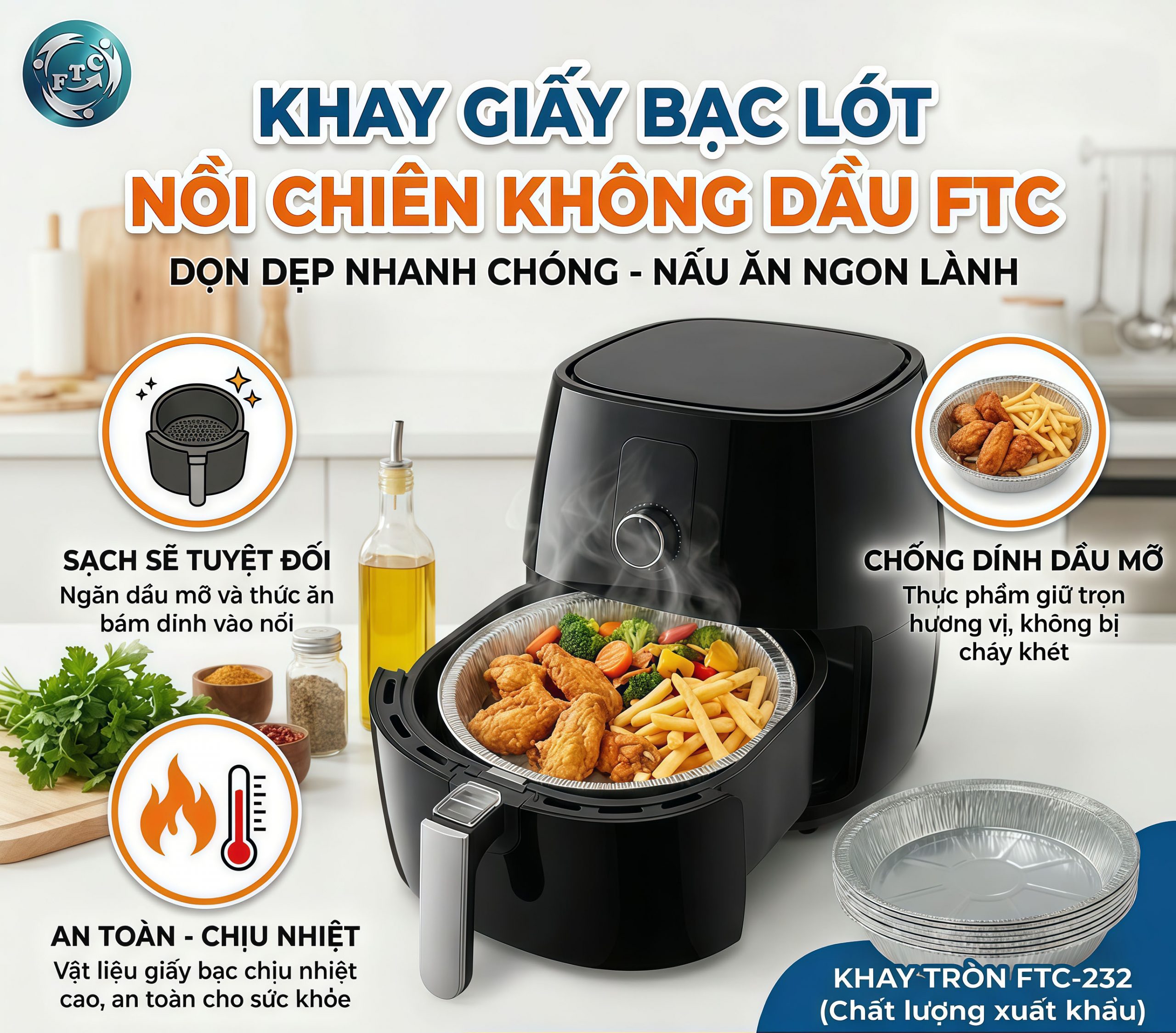 Khay giấy bạc lót nồi chiên không dầu
