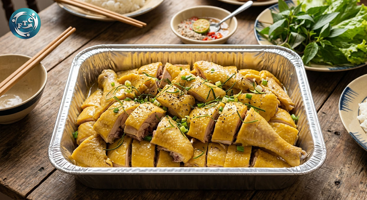 Khay nhôm đựng gà luộc