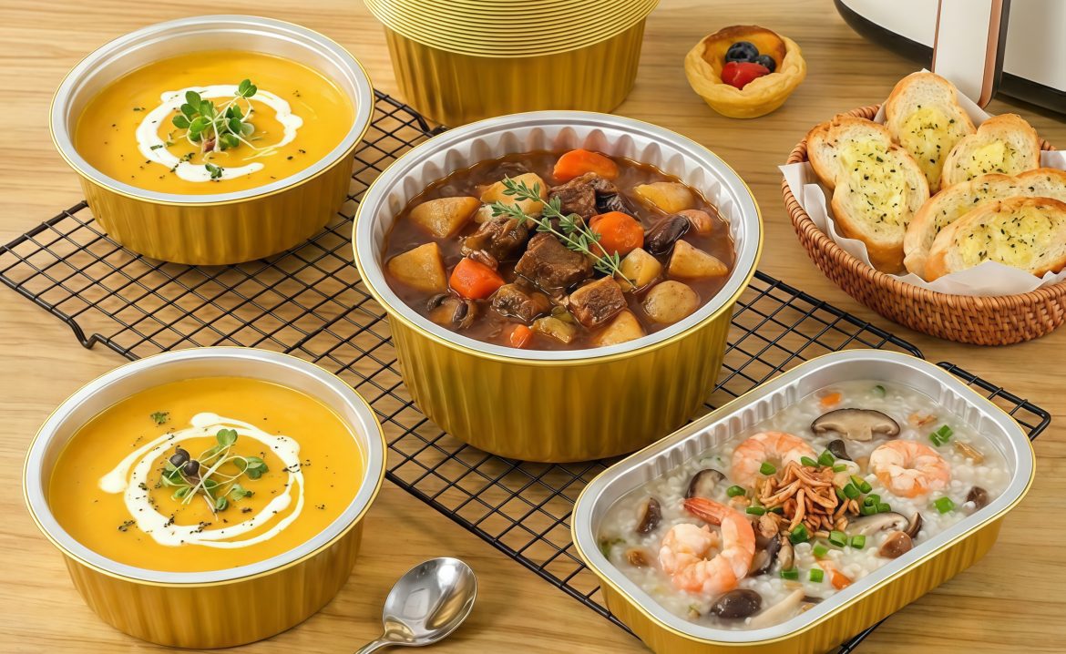 Hộp Nhôm Vàng Đựng Các Món Cháo, Súp, Hầm