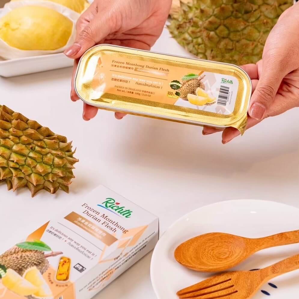 Khay nhôm vàng đựng sầu riêng