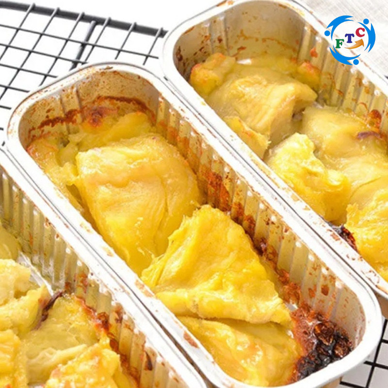 Khay nhôm vàng đựng sầu riêng