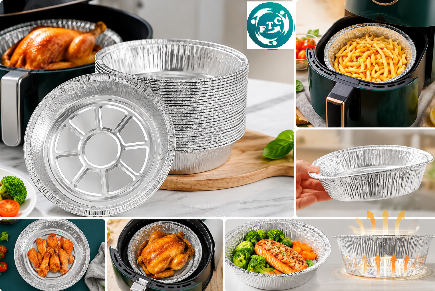 Khay giấy bạc lót nồi chiên không dầu tiện dụng cho gia đình.