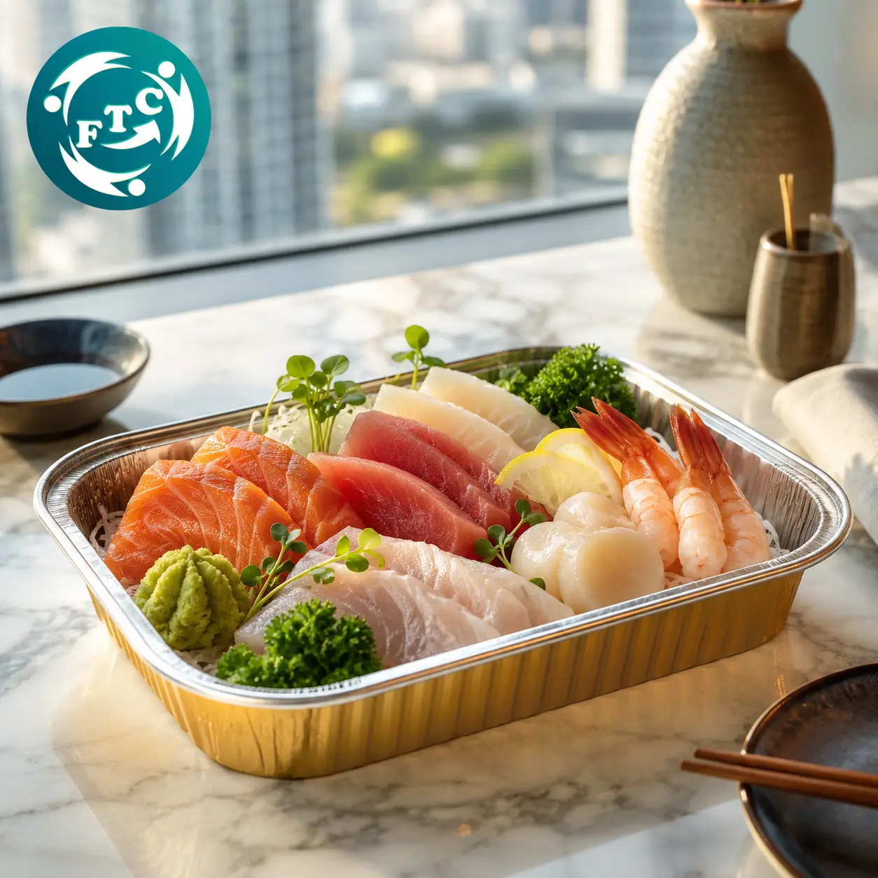 Khay nhôm đựng sashimi được sử dụng trong nhiều mô hình F&B