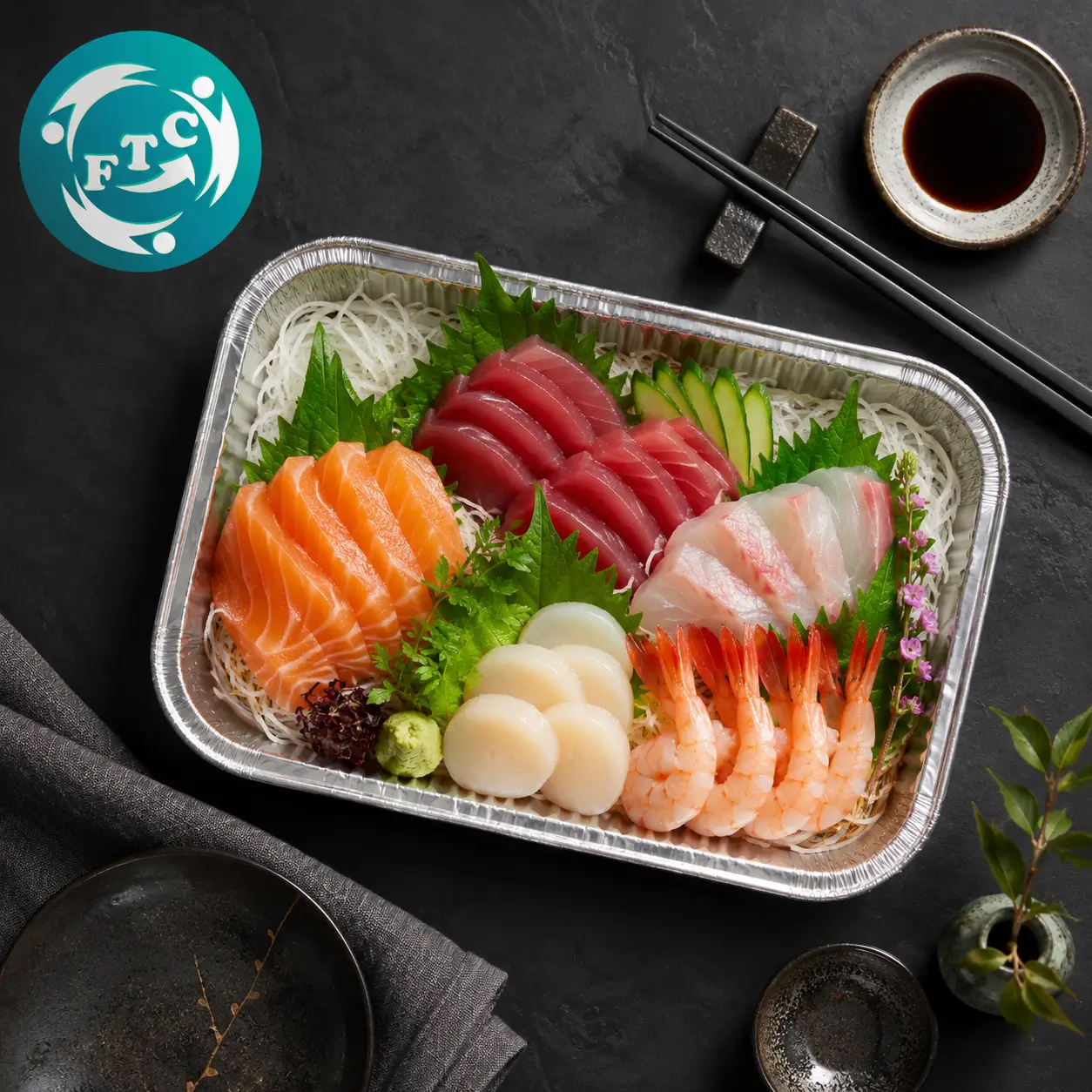 Khay nhôm đựng sashimi FTC đáp ứng nhu cầu đóng gói thực phẩm mang đi