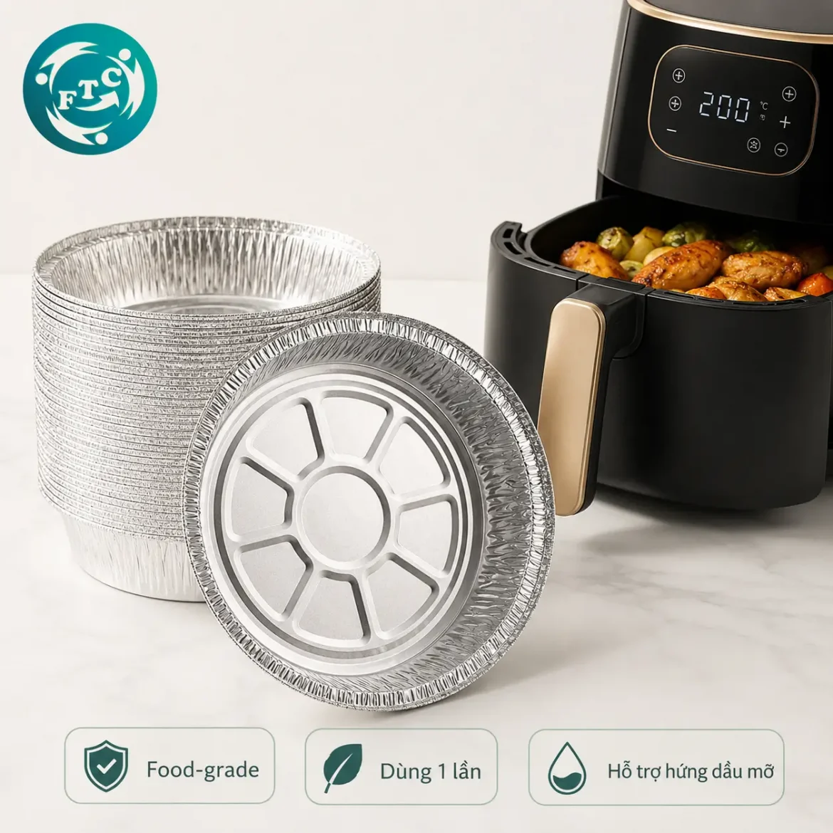 KHAY NƯỚNG GIẤY BẠC CHO NỒI CHIÊN KHÔNG DẦU