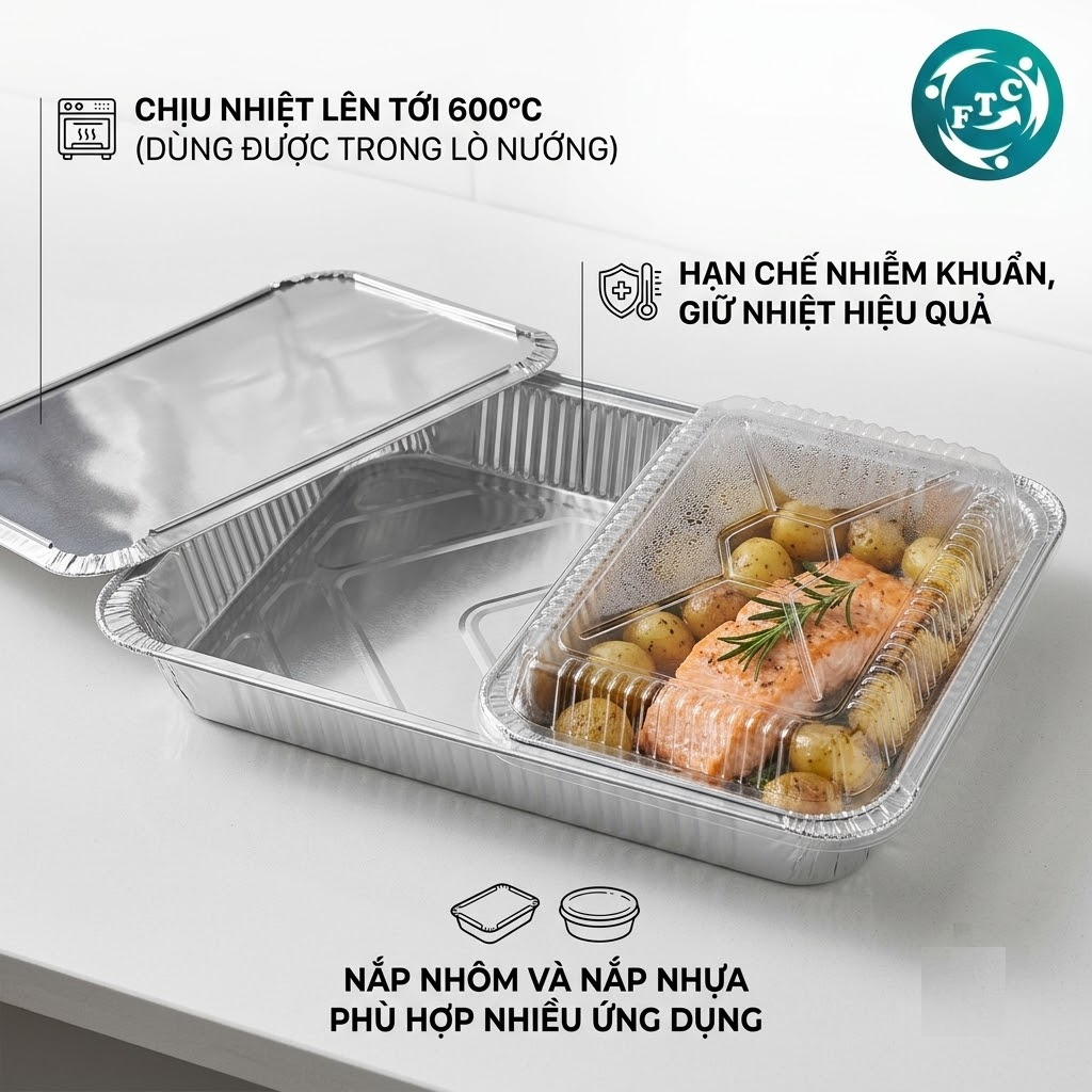 Sản phẩm khay nhôm có nắp an toàn thực phẩm