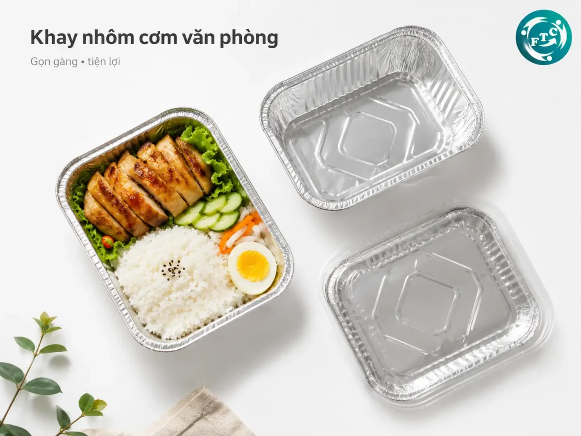 Khay nhôm cho quán cơm văn phòng