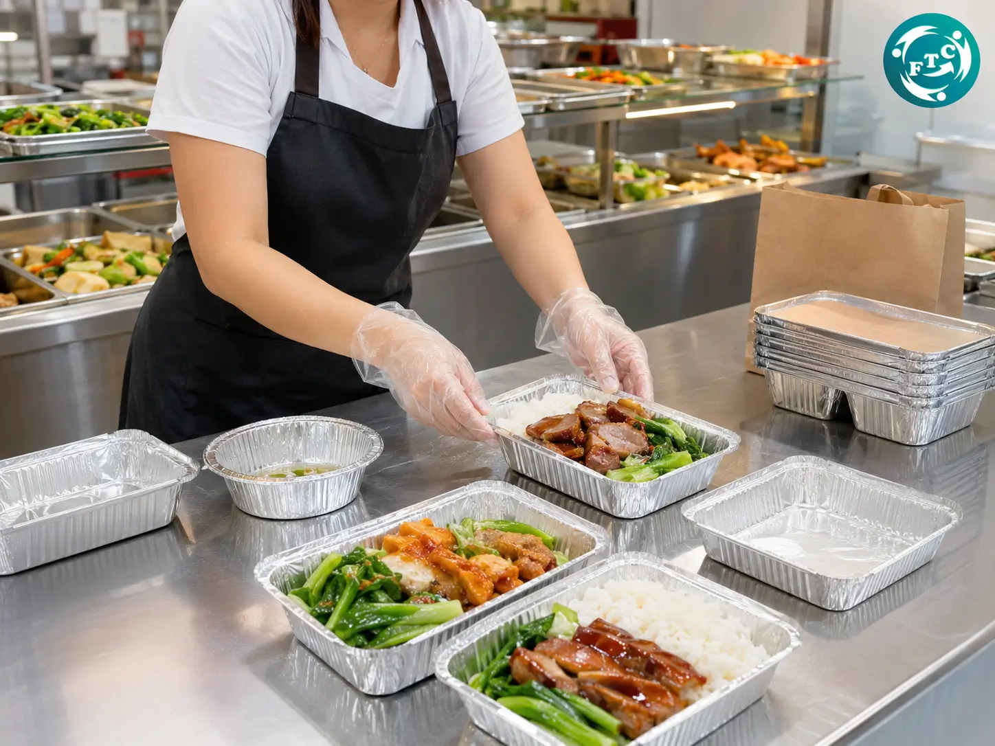 Khay nhôm cho quán cơm văn phòng phục vụ suất ăn hằng ngày