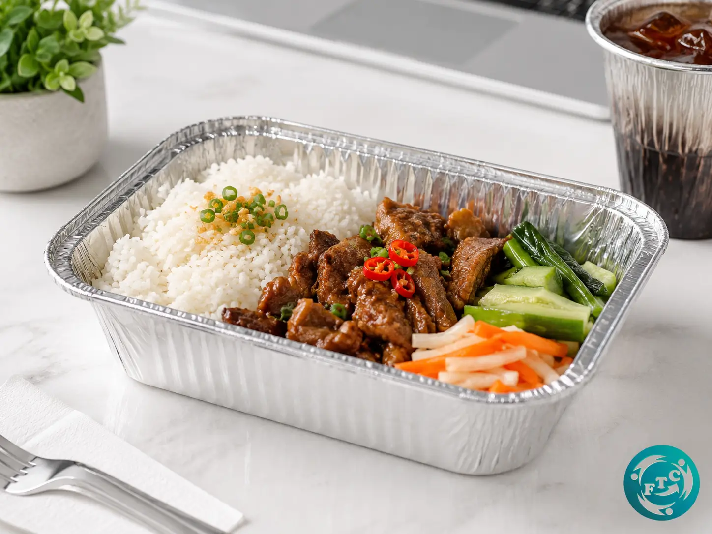 Khay nhôm cho quán cơm văn phòng giúp đóng gói nhanh chóng