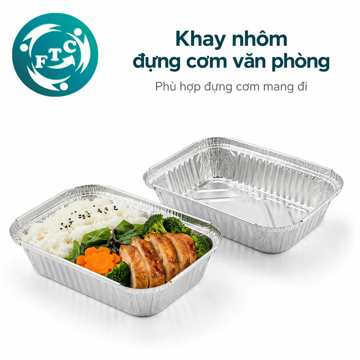 Khay nhôm đựng cơm văn phòng