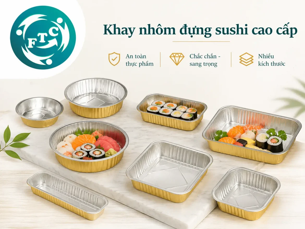 Khay nhôm đựng sushi cao cấp