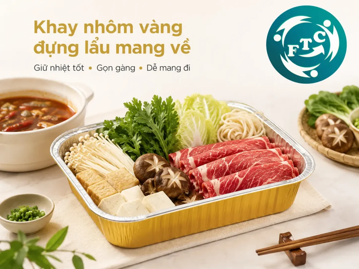 Khay Nhôm Vàng Đựng Lẩu: Giải Pháp Đóng Gói Sang Trọng, Giữ Nhiệt Tối Ưu