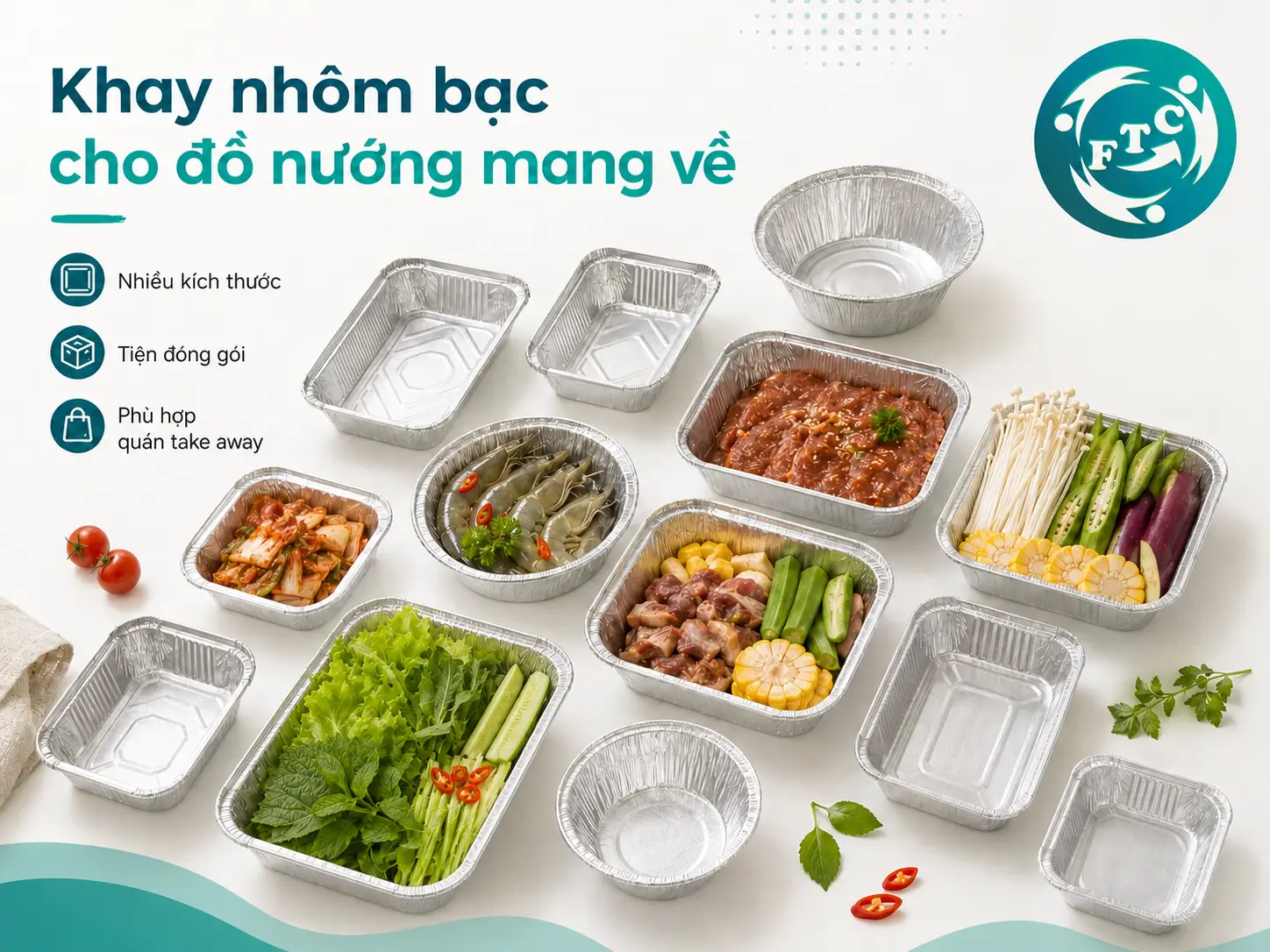Khay nhôm bạc đựng đồ nướng mang về