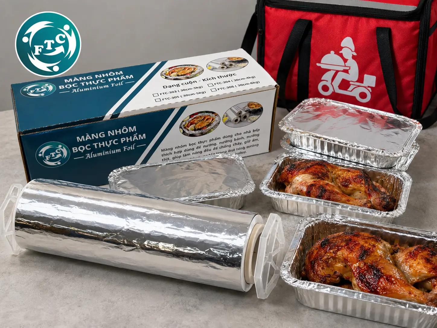Màng nhôm giữ nhiệt đồ ăn giao hàng