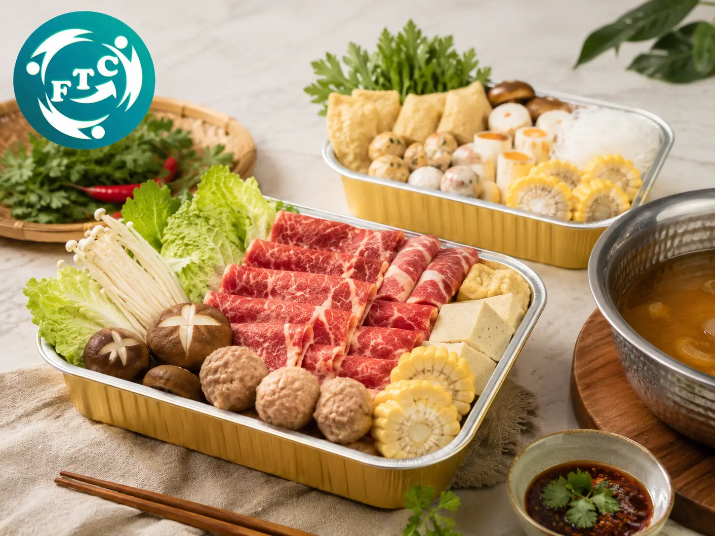 Một phần lẩu hấp dẫn sẽ càng nổi bật hơn khi được đựng trong khay nhôm vàng FTC