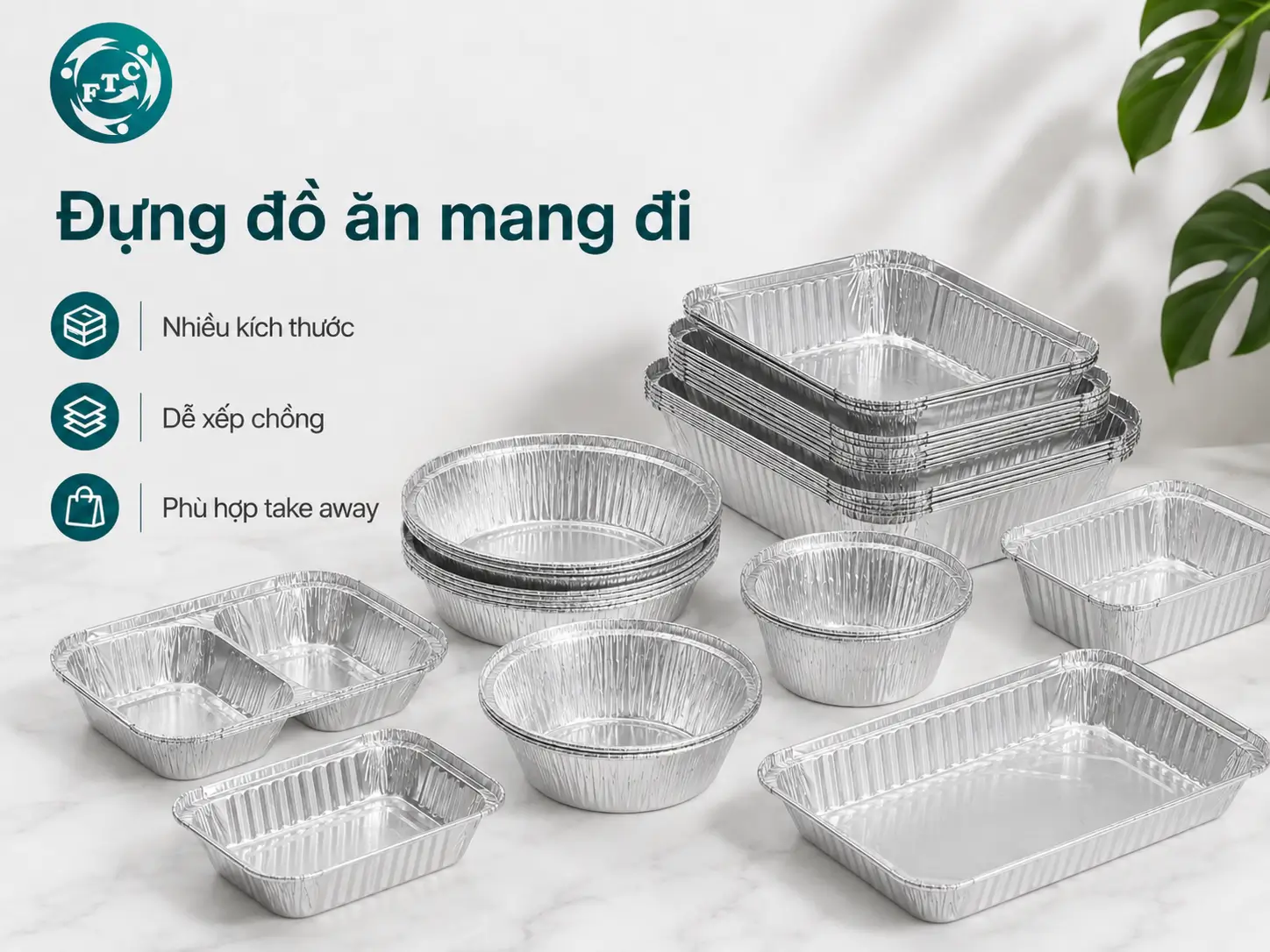 Khay nhôm bạc đựng đồ ăn take away là lựa chọn của nhiều quán ăn, nhà hàng và bếp trung tâm
