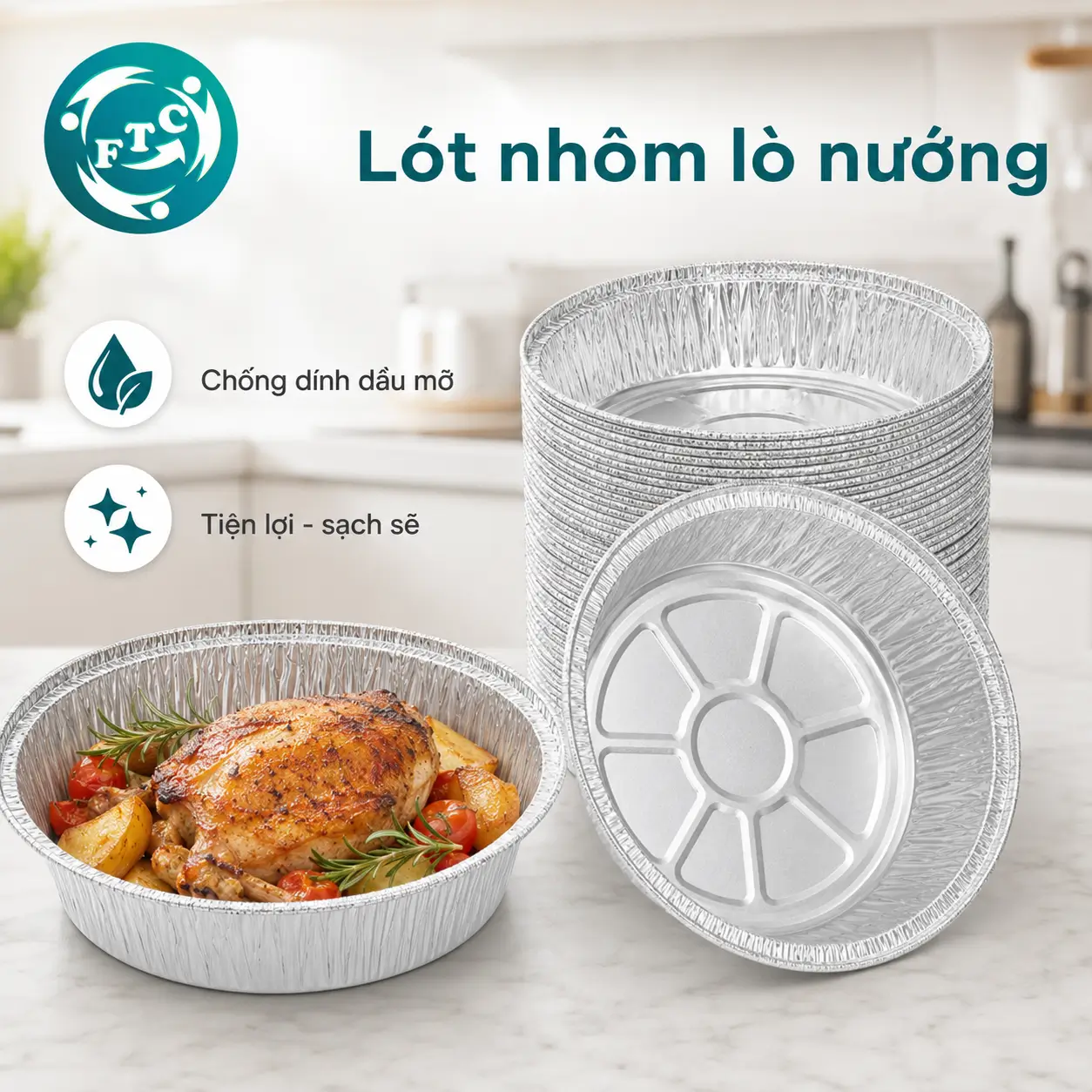 Lót nhôm lò nướng chống dính dầu mỡ phù hợp cho nhiều món nướng trong gia đình