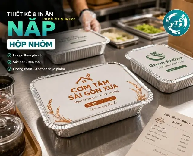 Bao bì chuyên nghiệp bắt đầu từ khay nhôm in nắp bìa được thiết kế đồng bộ với thương hiệu.
