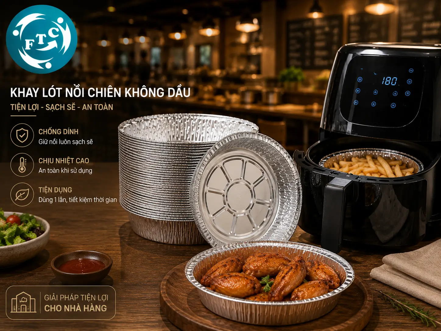 Khay lót nồi chiên không dầu cho nhà hàng