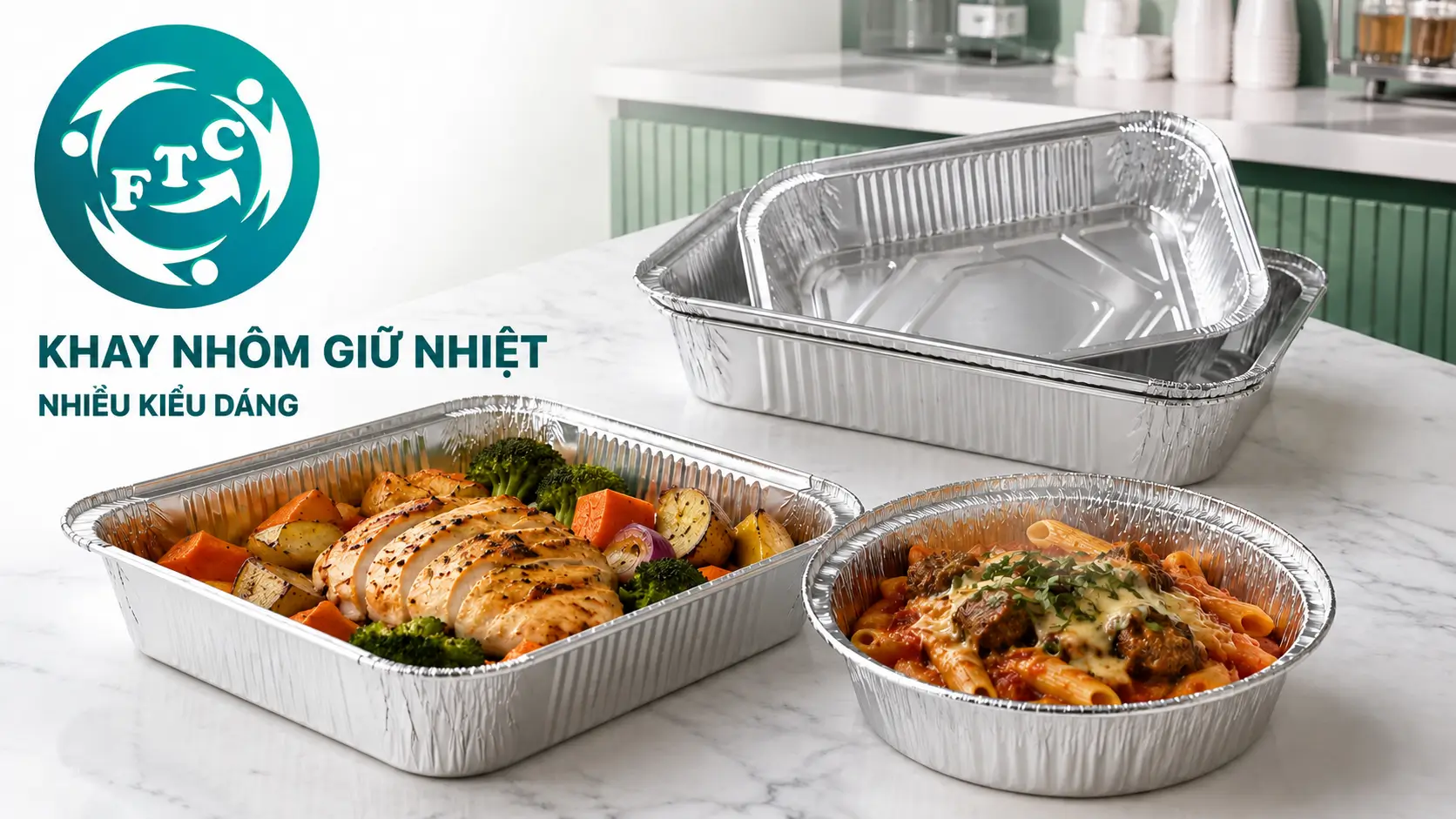 Khay nhôm giữ nhiệt thức ăn với thiết kế chắc chắn, đáp ứng nhu cầu giao hàng và take away chuyên nghiệp