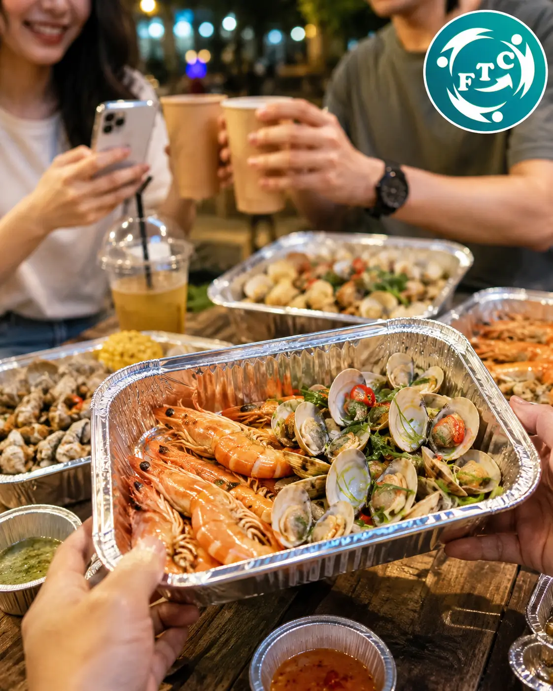 Mẫu khay nhôm hải sản ở Hà Nội thiết kế chắc chắn, phù hợp cho các phần hải sản mang đi